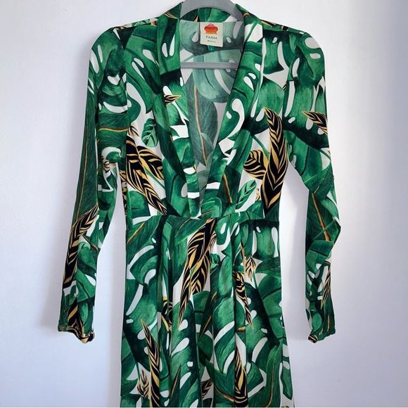 FARM Rio Green Leaf Print Maxi Dress sm - Picture 5 of 11